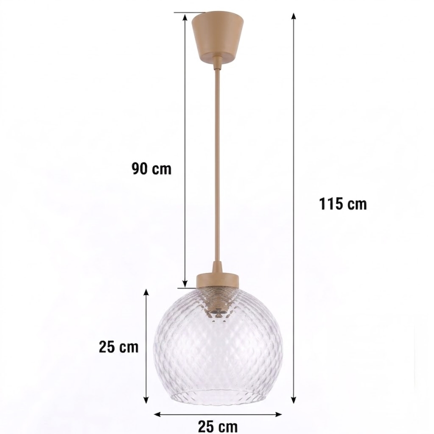 Brilagi - Lampa wisząca LED na linkach RETRO GLASS 1xE27/60W/230V, śr. 25 cm, beżowa/dymiona szara