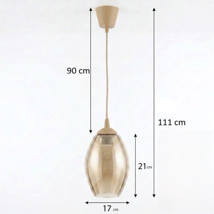 Brilagi - Żyrandol LED na lince RETRO GLASS 1xE27/60W/230V śr. 17 cm beżowy/dymny beż