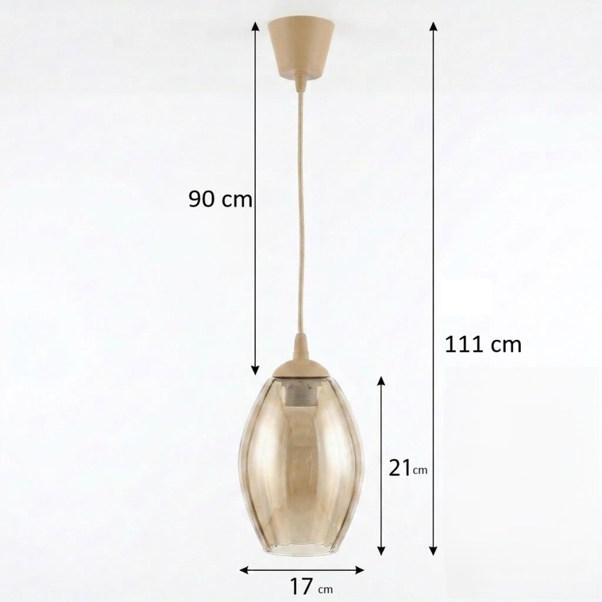 Brilagi - Żyrandol LED na lince RETRO GLASS 1xE27/60W/230V śr. 17 cm beżowy/dymny beż