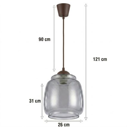 Brilagi - Lampa LED wisząca na lince RETRO GLASS 1xE27/60W/230V Ø 26 cm brązowy/dymny szary