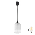 Brilagi - LED żyrandol na lince RETRO GLASS 1xE27/60W/230V śr. 14 cm czarny/biały