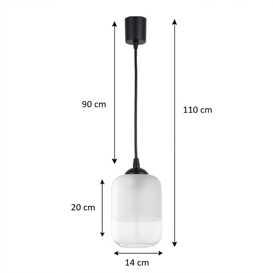 Brilagi - LED żyrandol na lince RETRO GLASS 1xE27/60W/230V śr. 14 cm czarny/biały