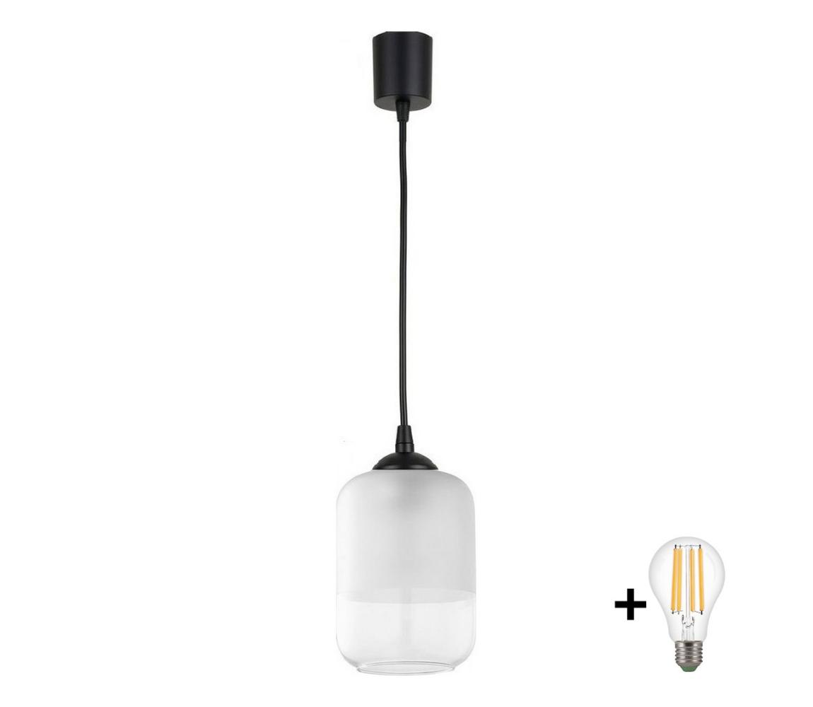 Brilagi - LED żyrandol na lince RETRO GLASS 1xE27/60W/230V śr. 14 cm czarny/biały