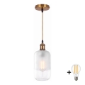 BRILAGI - LED Žyrandol na lince RETRO GLASS 1xE27/60W/230V śr. 14 cm złota/biała