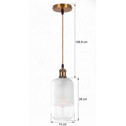 BRILAGI - LED Žyrandol na lince RETRO GLASS 1xE27/60W/230V śr. 14 cm złota/biała