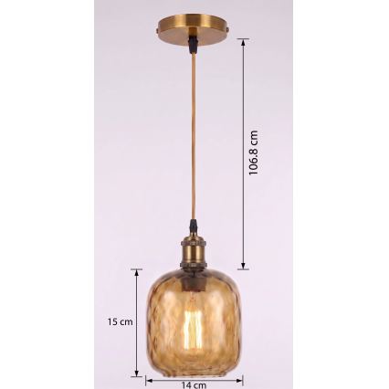 BRILAGI - LED Lampa wisząca na linku RETRO GLASS 1xE27/60W/230V śr. 14 cm złoty/dymny brąz