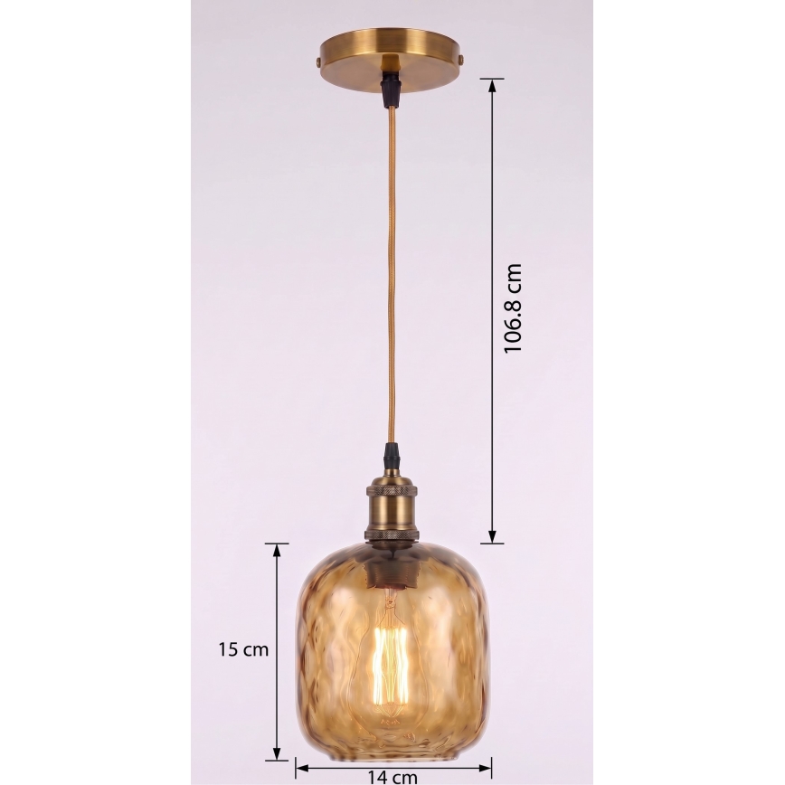 BRILAGI - LED Lampa wisząca na linku RETRO GLASS 1xE27/60W/230V śr. 14 cm złoty/dymny brąz
