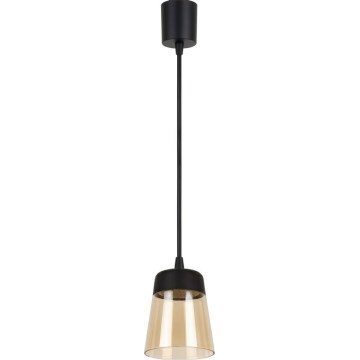 Brilagi - LED žyrandol na lince RETRO GLASS 1xE27/60W/230V śr. 15,5 cm czarny/dymowo-beżowy
