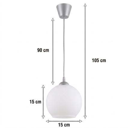 Brilagi - LED żyrandol na lince RETRO GLASS 1xE27/60W/230V śr. 15 cm srebrny/biały