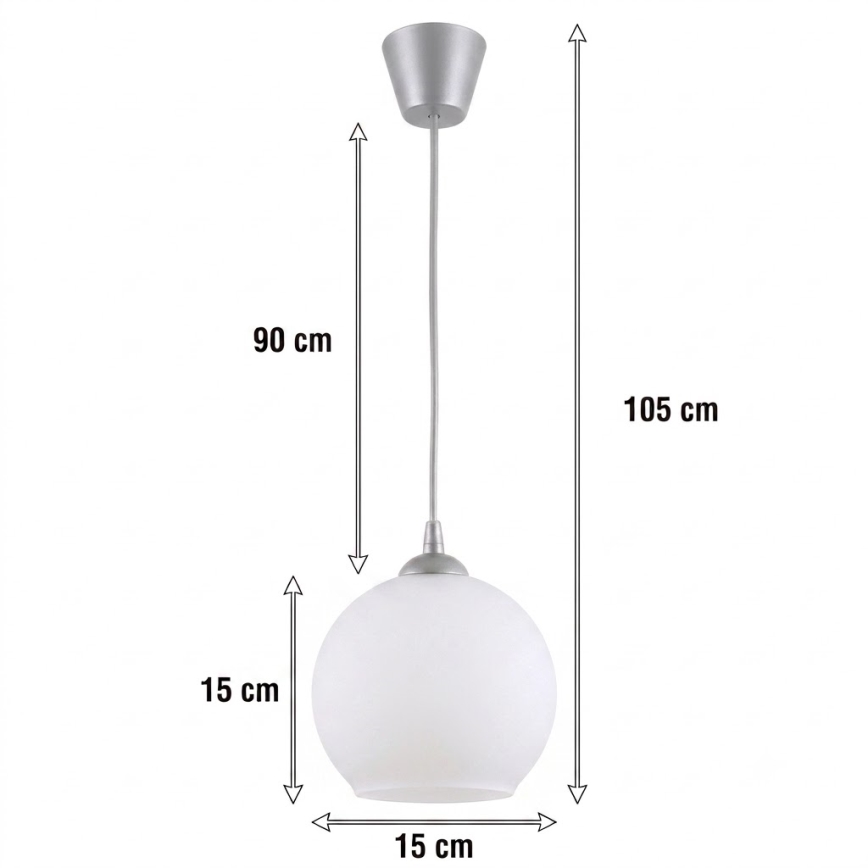 Brilagi - LED żyrandol na lince RETRO GLASS 1xE27/60W/230V śr. 15 cm srebrny/biały