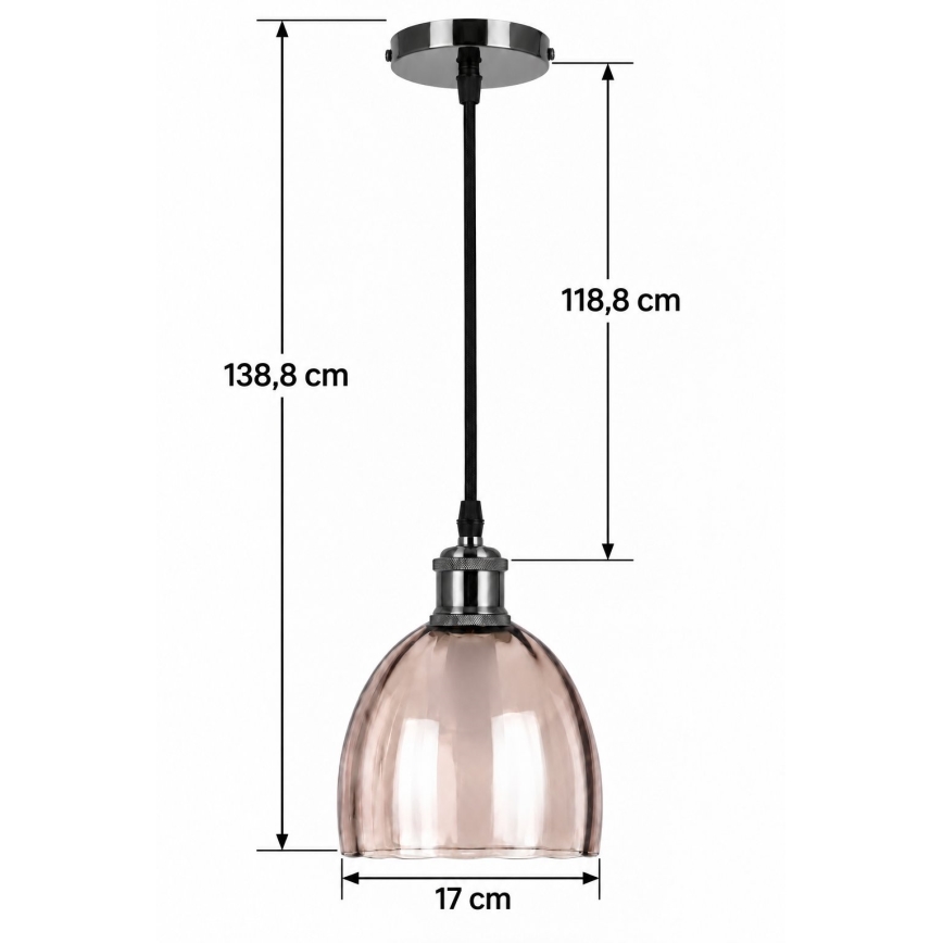 BRILAGI - LED lampa wisząca na lince RETRO GLASS 1xE27/60W/230V śr. 17 cm czarna/dymna beżowa