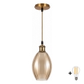 BRILAGI - LED Žyrandol na lince RETRO GLASS 1xE27/60W/230V śr. 17 cm złoty/przydymiony beż
