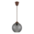 Brilagi - LED żyrandol na lince RETRO GLASS 1xE27/60W/230V śr. 18 cm brązowy/dymnoszary