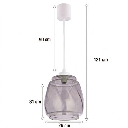 Brilagi - Lampa wisząca LED RETRO GLASS na lince 1xE27/60W/230V śr. 26 cm biały/dymiony szary