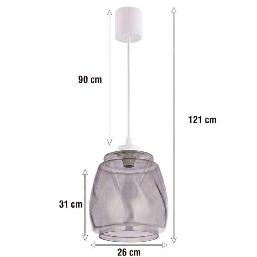 Brilagi - Lampa wisząca LED RETRO GLASS na lince 1xE27/60W/230V śr. 26 cm biały/dymiony szary