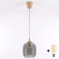 Brilagi - LED żyrandol na lince RETRO GLASS 1xE27/60W/230V średnica 14 cm beżowy/dymny szary