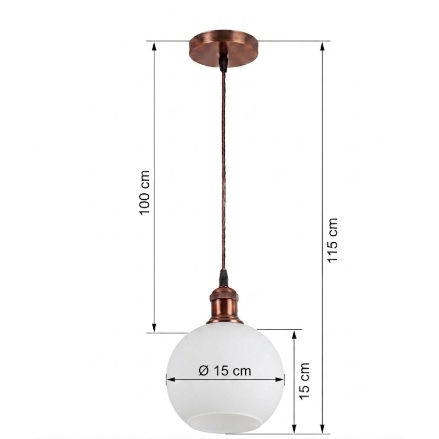 BRILAGI - LED żyrandol na lince RETRO GLASS 1xE27/60W/230V Ø 15 cm miedziany/biały