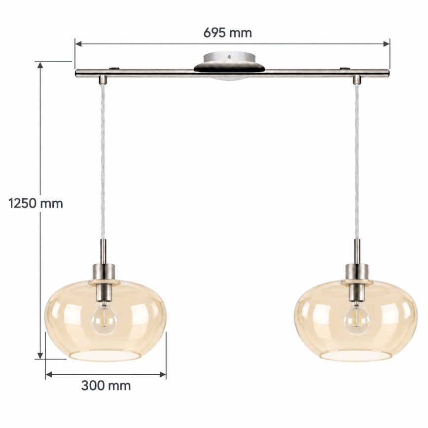 BRILAGI - Żyrandol LED na lince RETRO GLASS 2xE27/60W/230V chrom matowy/przydymiony beż