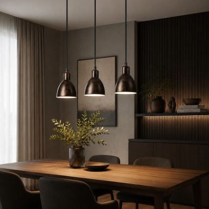 Brilagi - LED żyrandol na lince RIDDY 3xE27/60W/230V miedziany/patyna