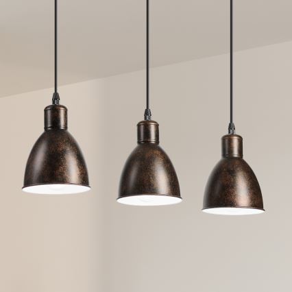 Brilagi - LED żyrandol na lince RIDDY 3xE27/60W/230V miedziany/patyna