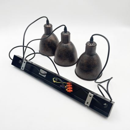 Brilagi - LED żyrandol na lince RIDDY 3xE27/60W/230V miedziany/patyna