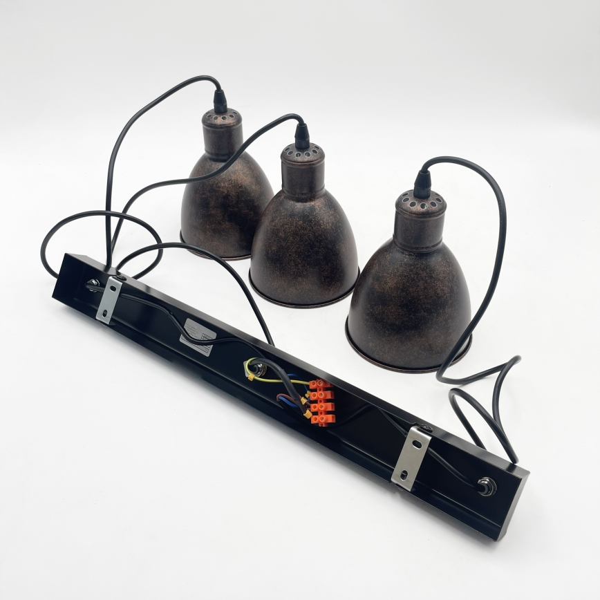 Brilagi - LED żyrandol na lince RIDDY 3xE27/60W/230V miedziany/patyna