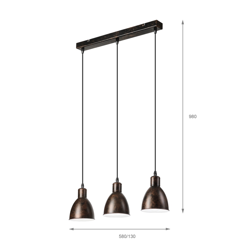 Brilagi - LED żyrandol na lince RIDDY 3xE27/60W/230V miedziany/patyna