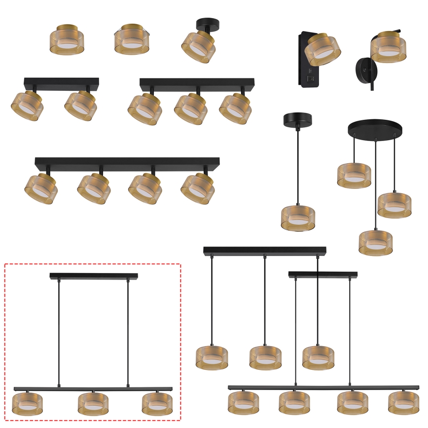 Brilagi - LED Żyrandol na linkach AURA LUX 3xGX53/30W/230V czarny/złoty