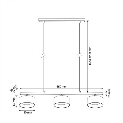 Brilagi - LED Żyrandol na linkach AURA LUX 3xGX53/30W/230V czarny/złoty