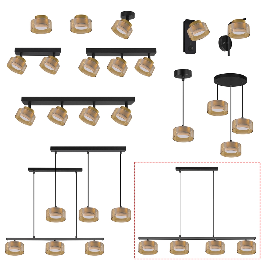 Brilagi - LED Żyrandol na linkach AURA LUX 4xGX53/30W/230V czarny/złoty