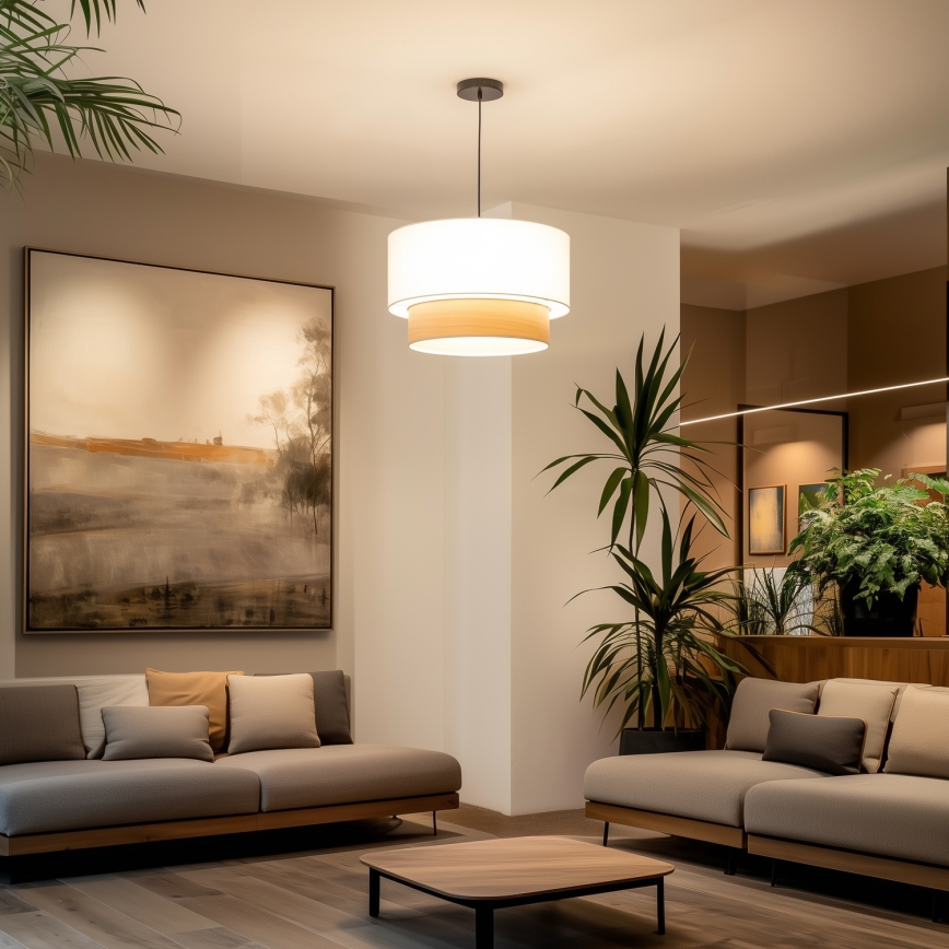 Brilagi - LED żyrandol na linkach CERIA 1xE27/40W/230V, średnica 50 cm, biały/beżowy