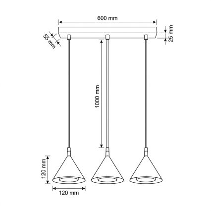 BRILAGI - LED Żyrandol na linkach CONE TRIPLE 3xGX53/15W/230V złoty