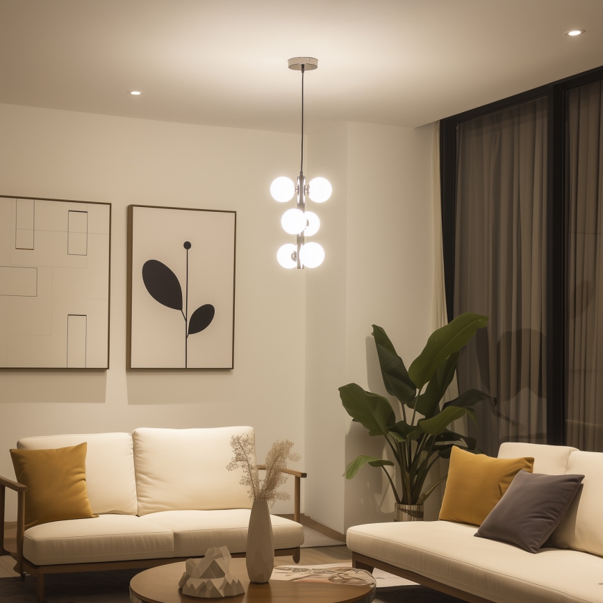 Brilagi - LED żyrandol na linkach MILLA 6xG9/3W/230V czarny chrom/biały