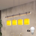 Brilagi - LED żyrandol na linkach NUBILA 4xE27/60W/230V szary/żółty