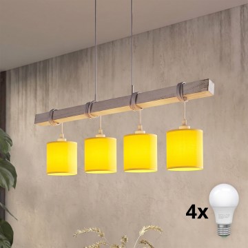 Brilagi - LED żyrandol na linkach NUBILA 4xE27/60W/230V szary/żółty
