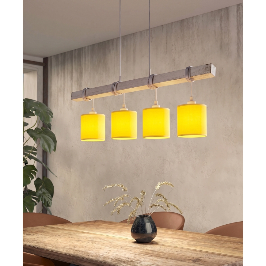 Brilagi - LED żyrandol na linkach NUBILA 4xE27/60W/230V szary/żółty