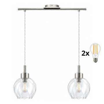 BRILAGI - LED Żyrandol na linku RETRO GLASS 2xE27/60W/230V chrom matowy/przezroczyste