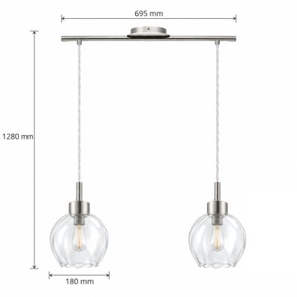 BRILAGI - LED Żyrandol na linku RETRO GLASS 2xE27/60W/230V chrom matowy/przezroczyste