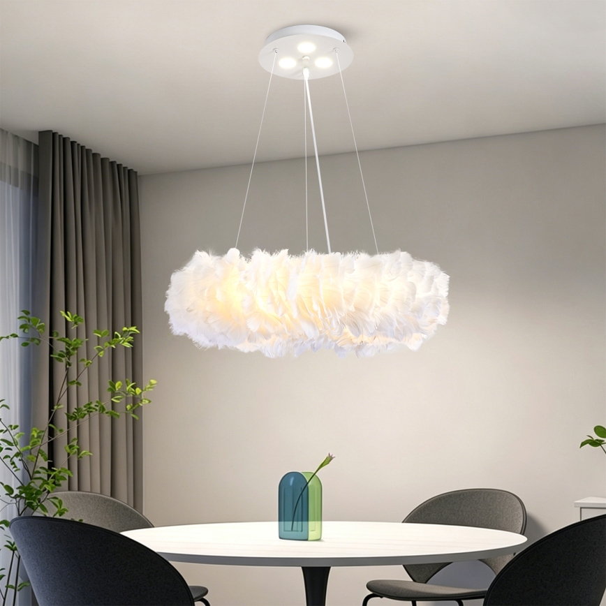 BRILAGI - LED Żyrandol na przewodzie FEATHER 3xE27/40W/230V + 3xLED/3W śr. 50 cm biały