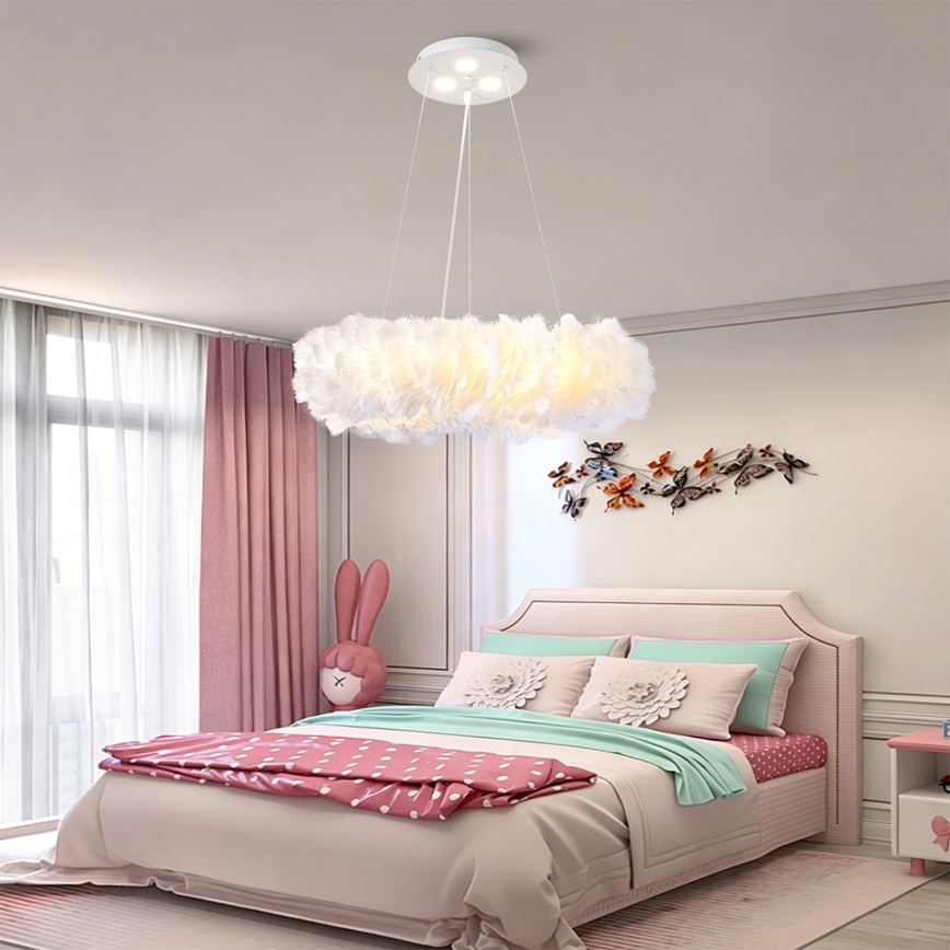 BRILAGI - LED Żyrandol na przewodzie FEATHER 3xE27/40W/230V + 3xLED/3W śr. 50 cm biały