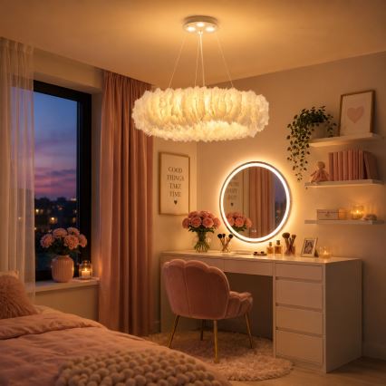 Brilagi - LED Żyrandol na przewodzie FEATHER 3xE27/40W/230V + 3xLED/3W śr. 50 cm biały