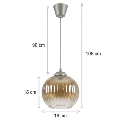 Brilagi - Żyrandol LED na lince RETRO GLASS 1xE27/60W/230V śr. 18 cm srebrny/przydymiony brąz