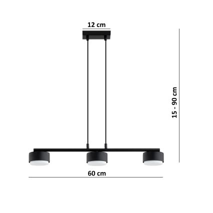 Brilagi - LED żyrandol na przewodzie MONO 3xGX53/30W/230V czarny