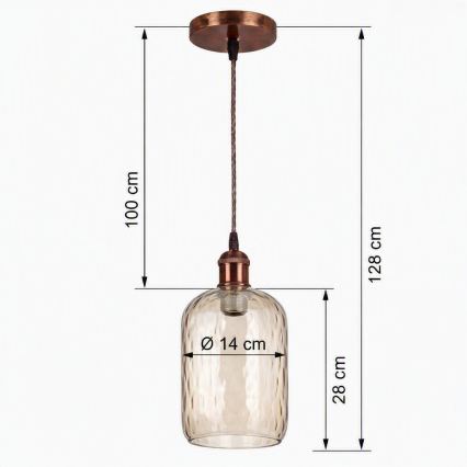 Brilagi - Lampa wisząca LED na przewodzie RETRO GLASS 1xE27/60W/230V średnica 14 cm miedziana/dymny brąz
