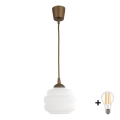 Brilagi - LED żyrandol na przewodzie RETRO GLASS 1x E27/60W/230V śr. 20 cm brązowy/biały