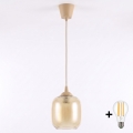 Brilagi - LED żyrandol na przewodzie RETRO GLASS 1xE27/60W/230V śr. 14 cm beżowy/przydymiony brąz