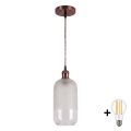 Brilagi - LED żyrandol na przewodzie RETRO GLASS 1xE27/60W/230V śr. 14 cm miedziany/biały