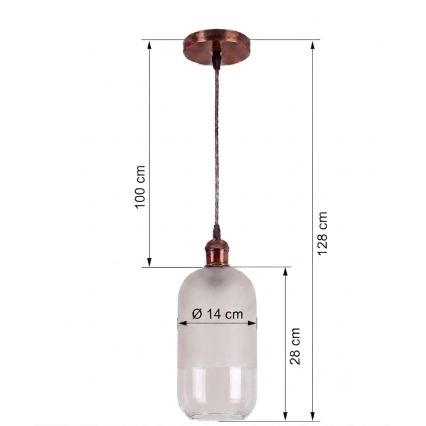 Brilagi - LED żyrandol na przewodzie RETRO GLASS 1xE27/60W/230V śr. 14 cm miedziany/biały