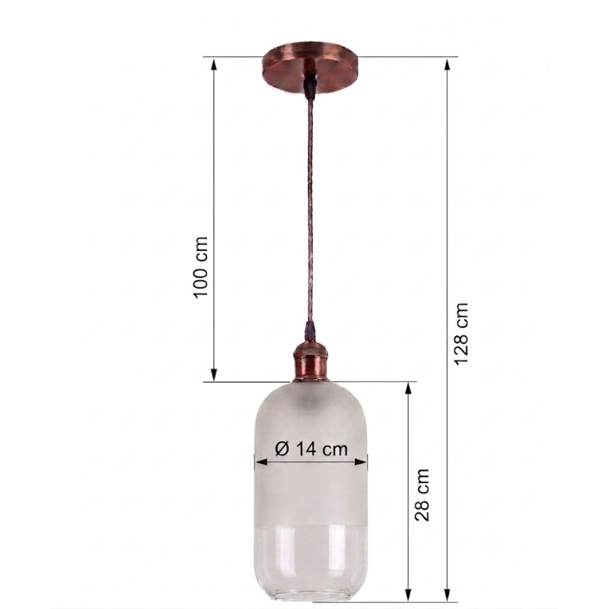 Brilagi - LED żyrandol na przewodzie RETRO GLASS 1xE27/60W/230V śr. 14 cm miedziany/biały