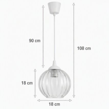 Brilagi - LED żyrandol na przewodzie RETRO GLASS 1xE27/60W/230V śr. 18 cm biały/przezroczysty